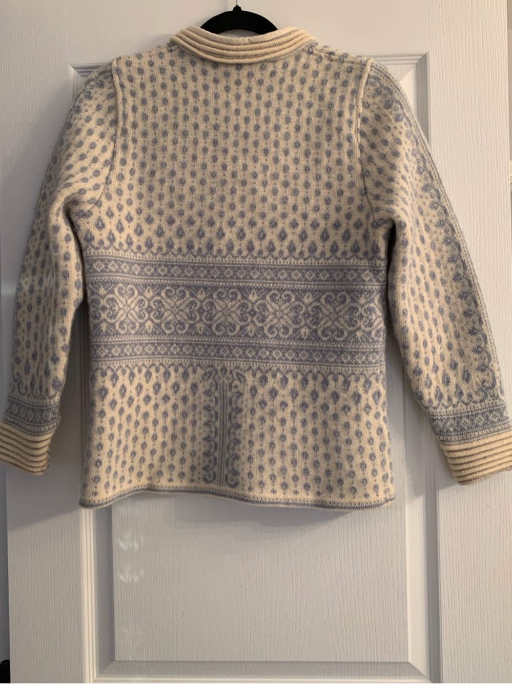Dale of Norway Cream and Light Blue Knit Sweater Detail - Picture 2 of 7